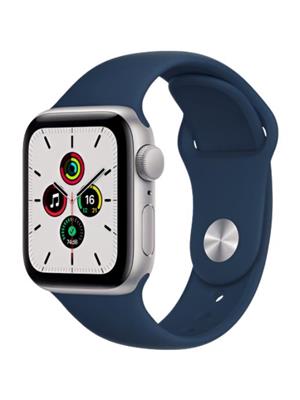 APPLE WATCH SE GPS 40MM SILVER ALUMINUM CASE WITH ABYSS BLUE SPORT BAND, MKNY3LL/A