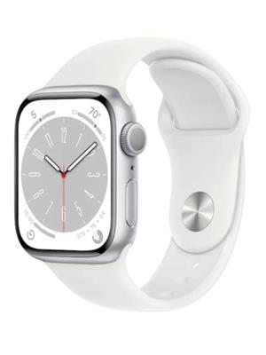 APPLE WATCH SERIES 8 GPS 41MM SILVER ALUMINUM CASE WITH WHITE SPORT BAND